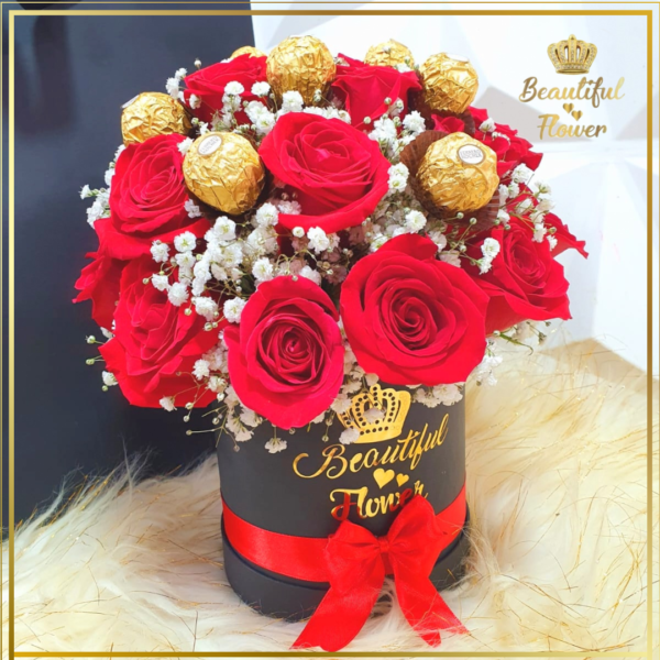 Caja de rosas y chocolates Fer