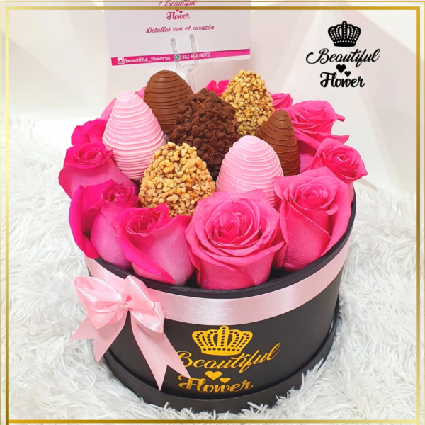 61 Caja de Rosas y Fresas NEG