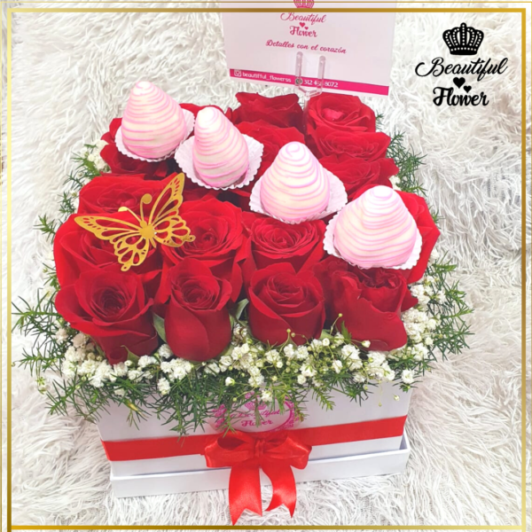 73 Caja de rosas y chocolates Ms 48 rosas