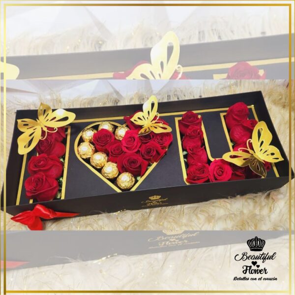 caja de rosas te amo Caja de rosas I love